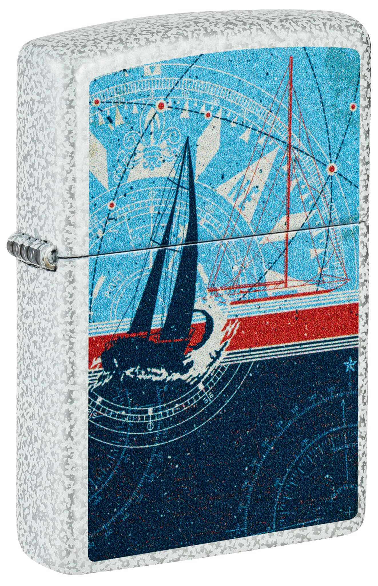 Zippo Sturmfeuerzeug - Nautical Sailboat, Glacier, Color Image - Nachfüllbar - Wiederverwendbar - Windfestes Design - Geschenkbox - Made in USA