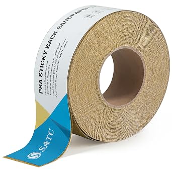 S SATC 40 Grit PSA Longboard Sandpaper 20 Yard Long Continuous Roll, 2-3/4" Wide Self Adhesive Stickyback Sanding Sheets for Automotive, Hand Sanding Blocks,Woodworking, Metal, Plastic