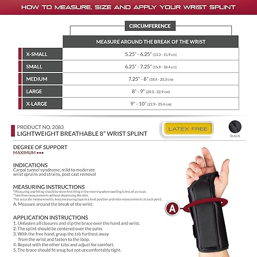 Miniatura 2 de OTC Férula de muñeca, soporte para adultos, mediano, 8 pulgadas (mano derecha)
