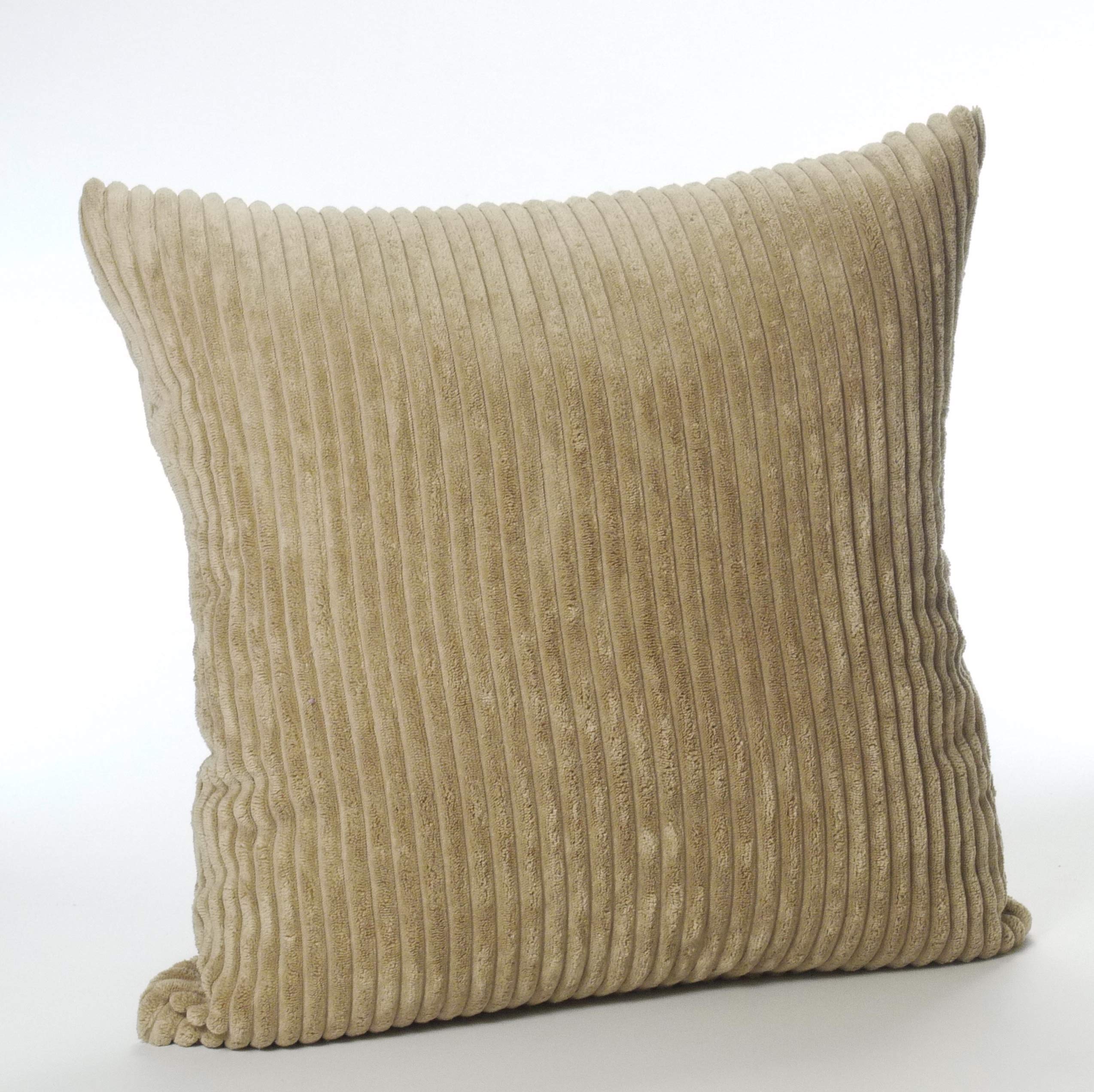 CB Home Large Soft 24in x 24in Chenille Stripe Cushion Cover in Light Coffee Beige
