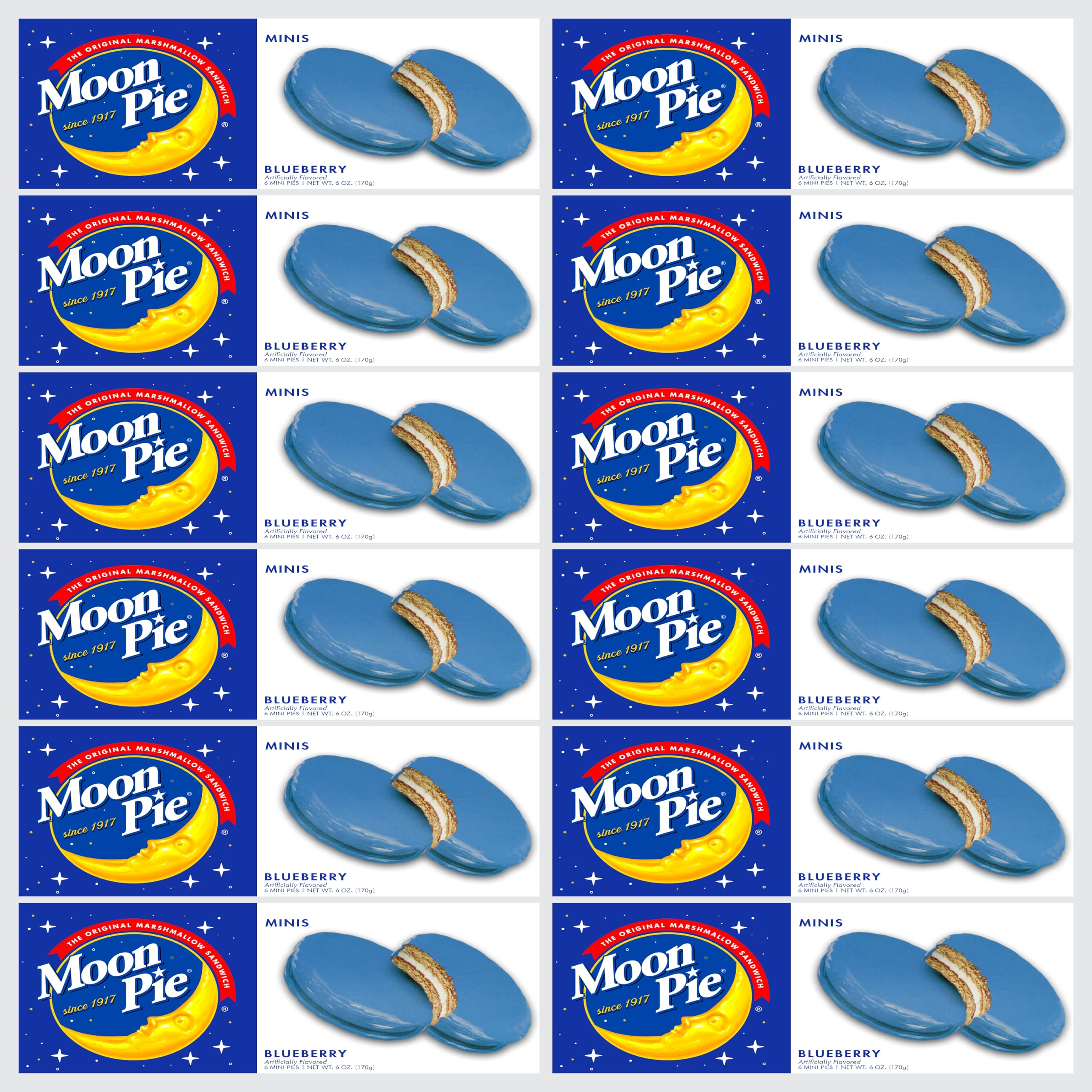 Marshmellow-Cookies Bulk 72 Individually Wrapped Moon Pie 12 Boxes 6 Each Box Case lot x 1 (Blueberry) Business discounts for bulk quantities