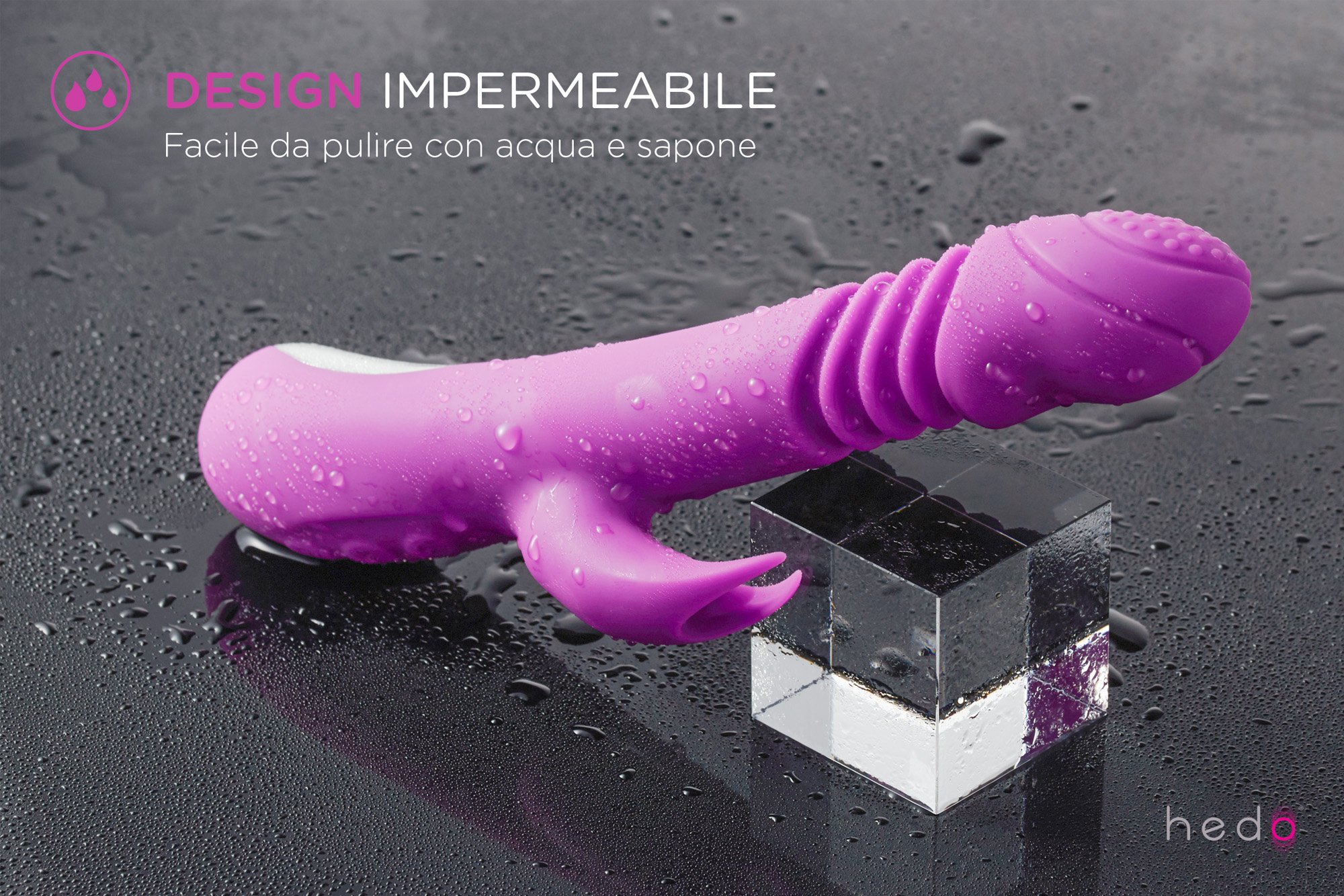 HEDO M6 | Vibratore sessuale rotante con funzione calore | Stimolatore clitorideo e punto G | Dildo vibrante | Massaggiatore rabbit | Vibratorepunto | Silicone medico privo di PVC e ftalati