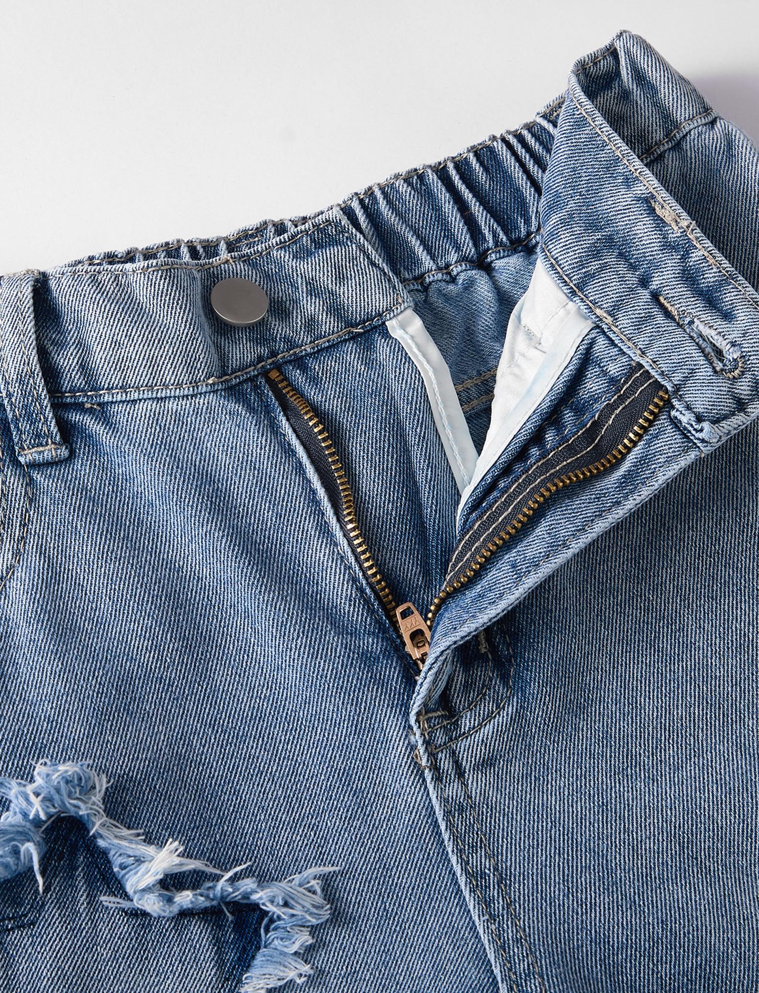 SEAUR Pantalones vaqueros para niña de pierna ancha con cintura elástica Y2K Denim Jean pantalones rectos patrón de estrellas 130-160 = (EU 128-158)