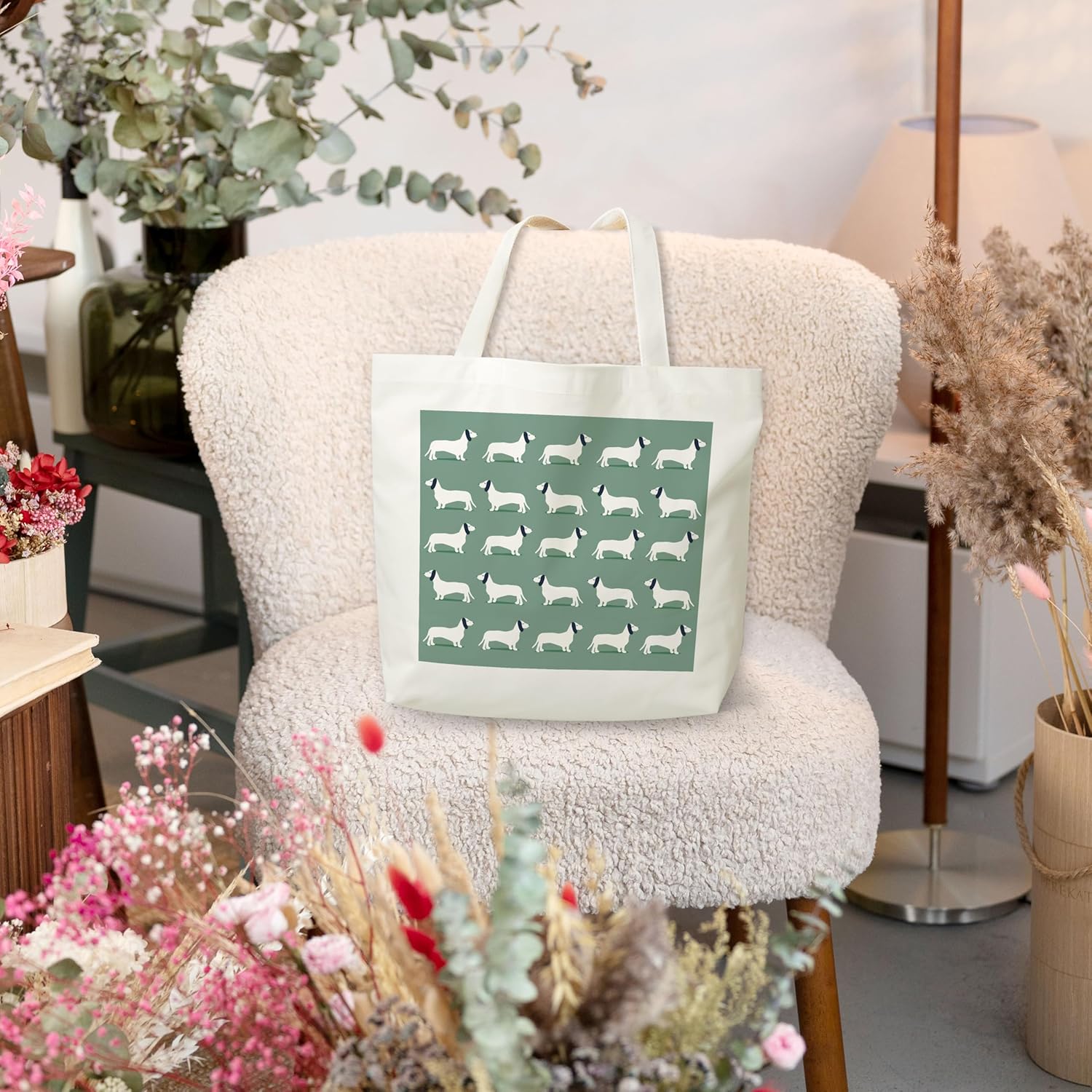 Dachshund Canvas Tote Bag, I Love Dachshund Themed Grocery Bag, Puppy Reusable Shopping Bag, Birthday Christmas Gifts For Women Dachshund Lover Dog Mom Dog Owner, A48 - Image 2