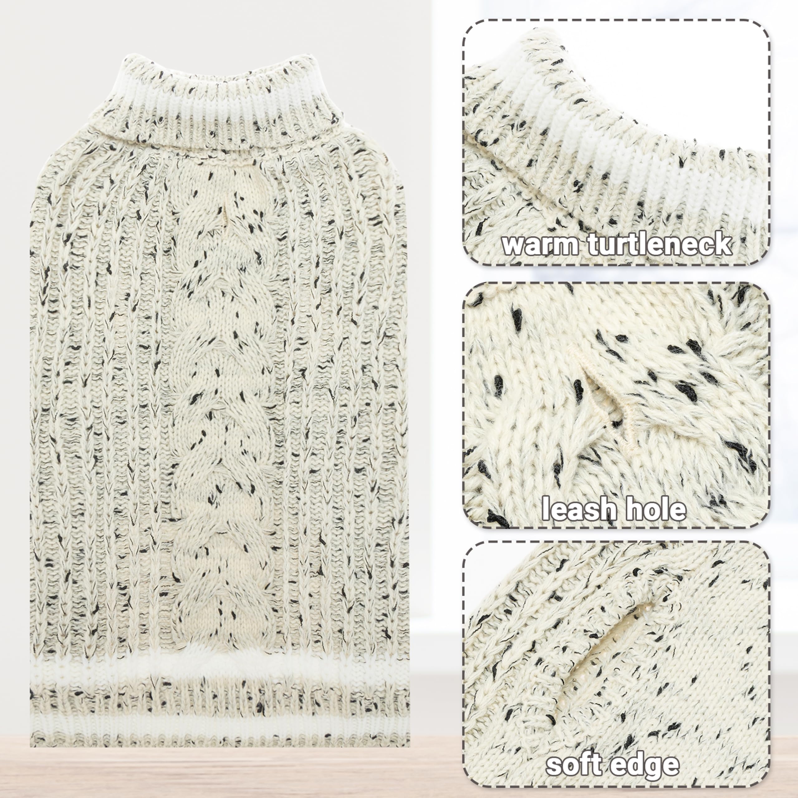 CUSOZWO Hundepullover für kleine, mittelgroße und große Hunde, Rollkragen-Fleece, warme Winter-Strickware, Outfit für kaltes Wetter, drinnen und draußen