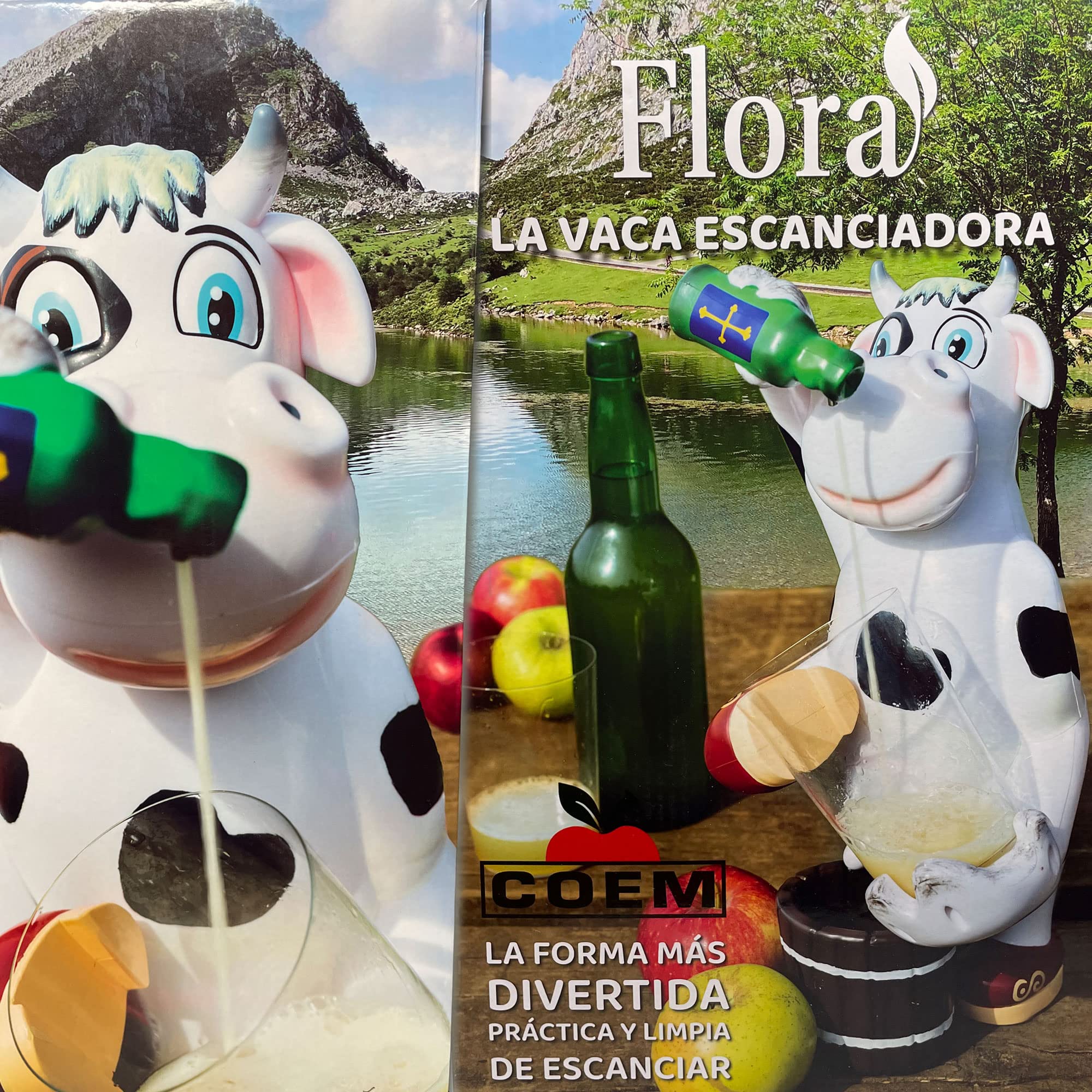 Escanciador de Sidra Electrico - Regalos Originales para Hombre - Echador de Sidra con bateria para Disfrutar un Culín de Sidra Fresco y Burbujeante - Dosificador Sidra (Vaca Flora)