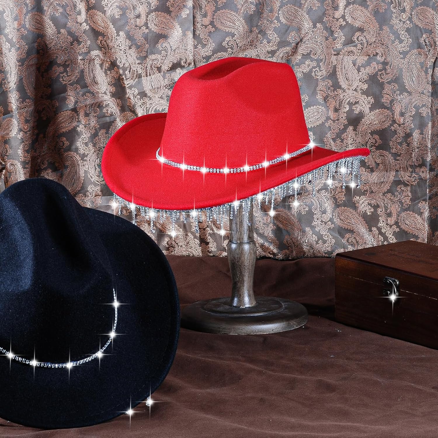 Womens Cowboy Hat Rhinestone Cowgirl Hats Wide Brim Diamond-Glitter-Western- Size:Medium-Large - Image 5