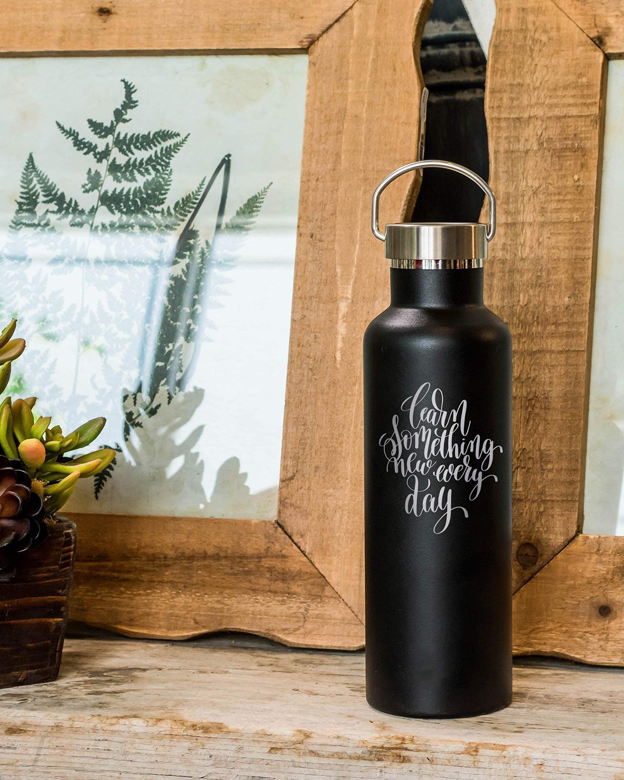 Engraved Teacher Water Bottle - 25 ounces (750ml) Premium Double Wall Insulated Vacuum Elemental Bottle - New School Year Gifts