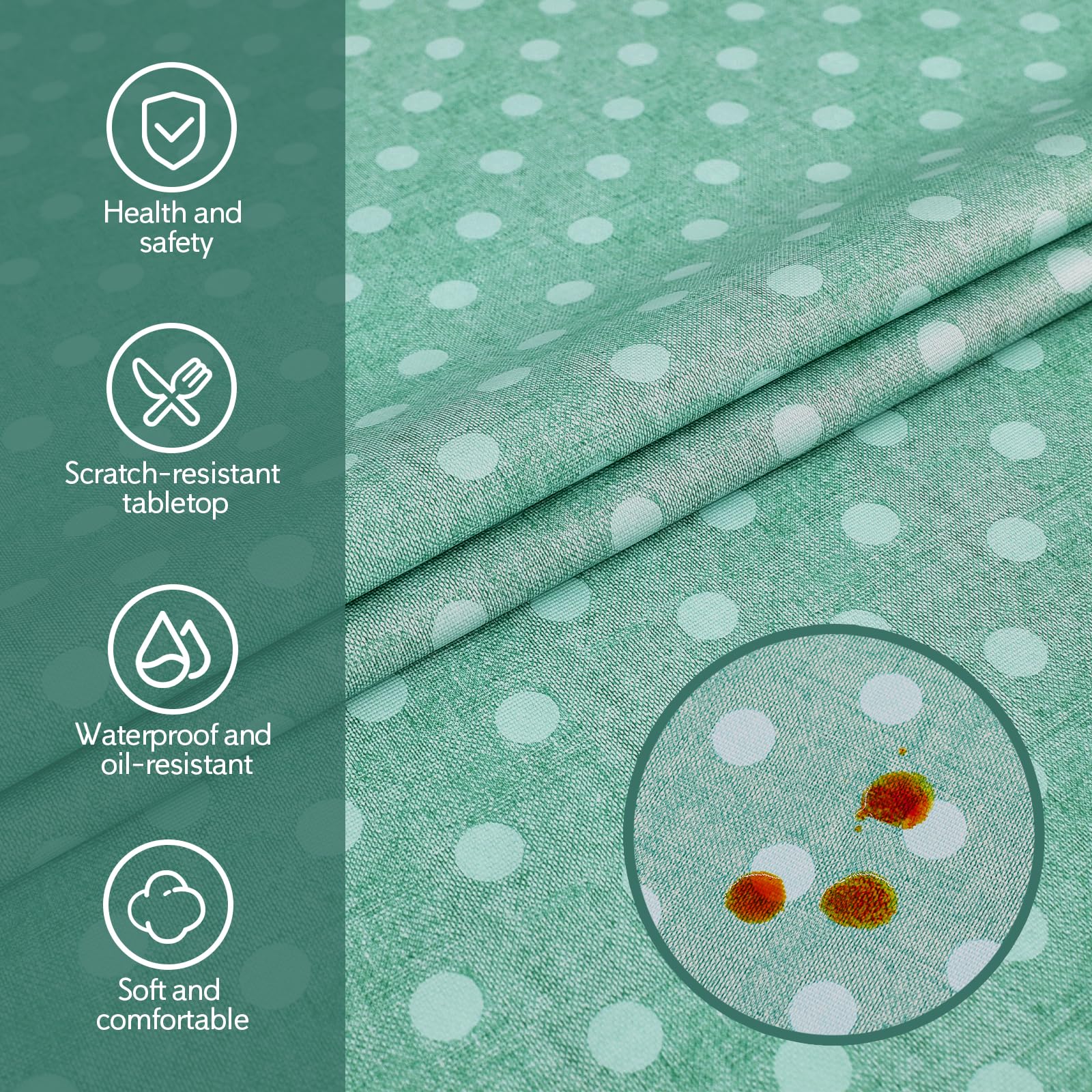 WenYa Polka Dot Tablecloth Wipe Clean Table Cloth Wipeable PVC Tablecloths Plastic Dinner Cover - Image 3