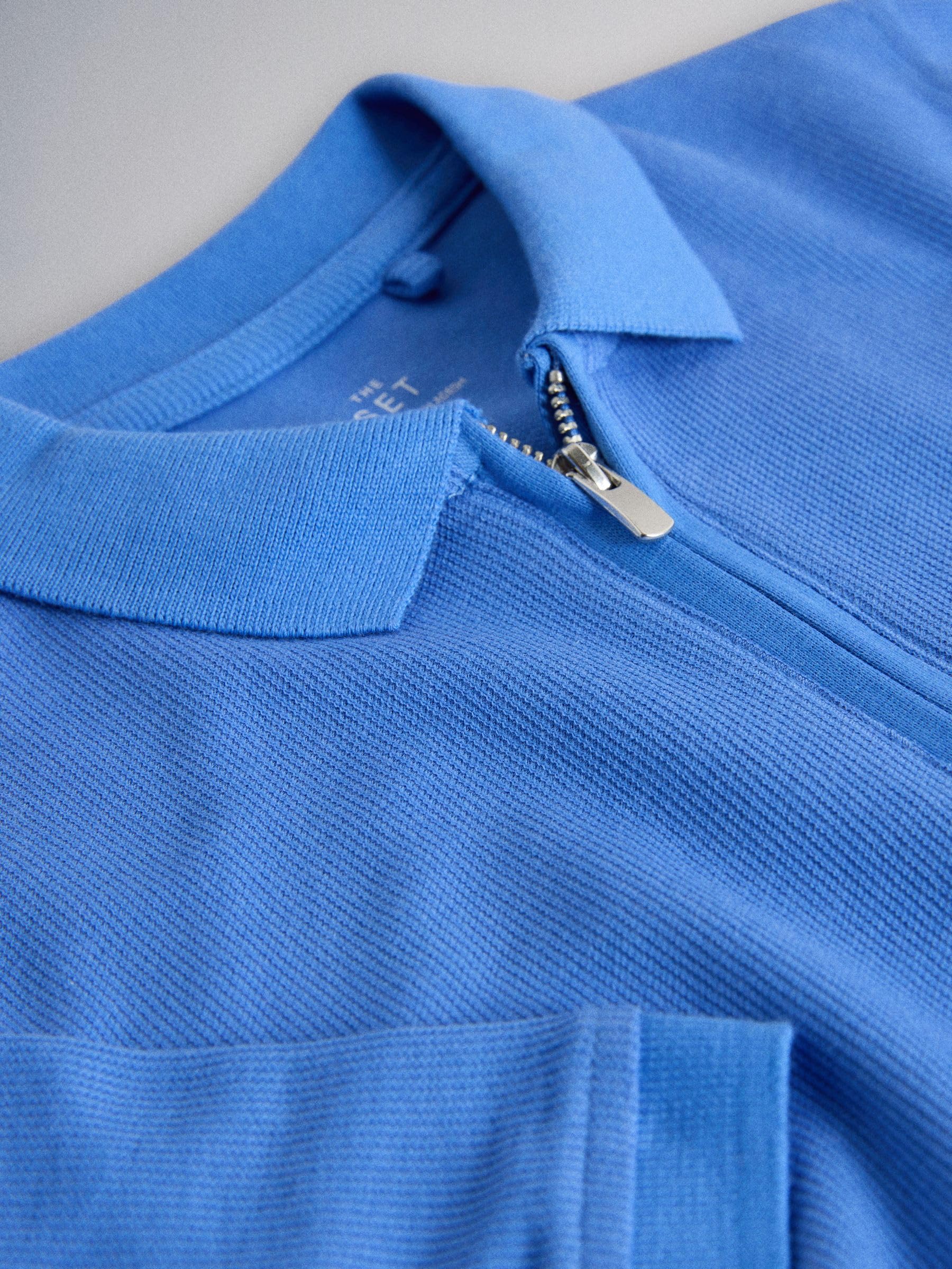 THE SET Garçon Polo à Manches Courtes et col zippé en Jersey texturé, Lot de 4