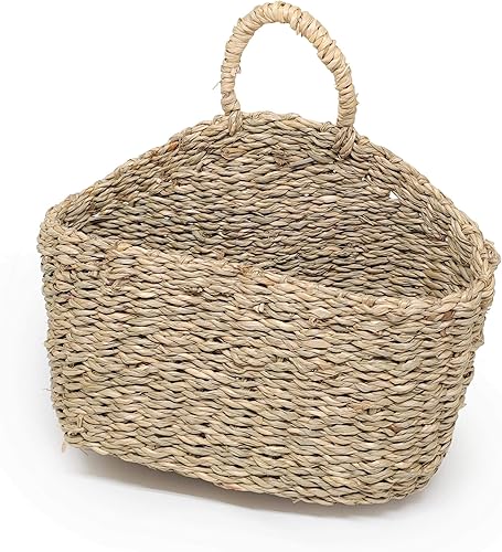 AnnLee Design - Cesta para colgar en la pared, diseño de junco marino natural, S, Marrón