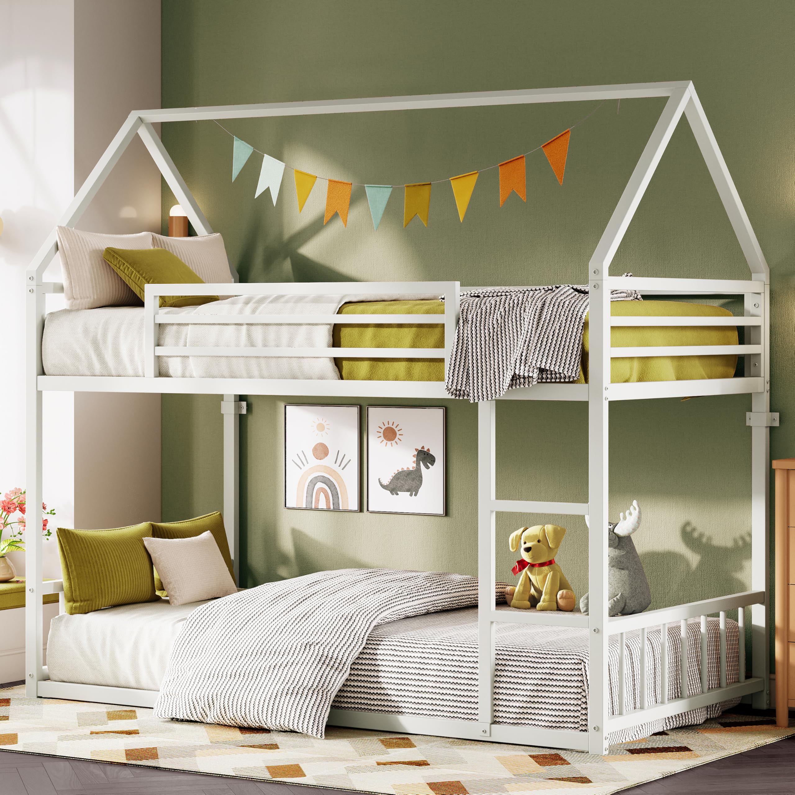 Amazon.com: LIKIMIO Bunk Bed Twin XL Over Twin XL, Metal Bunk Bed