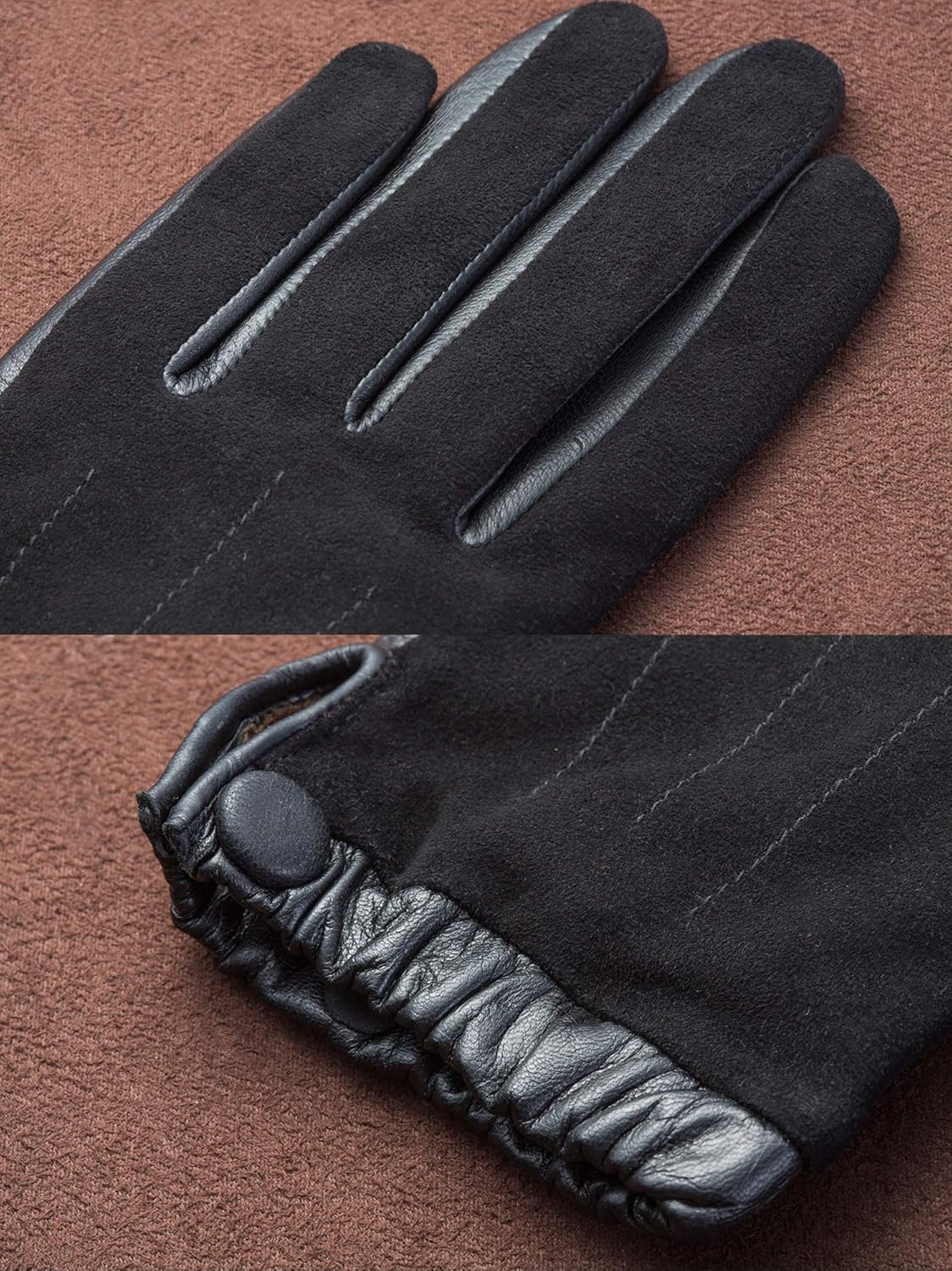 YISEVEN Women’s Winter Sheepskin Suede Leather Gloves Touchscreen - Image 4