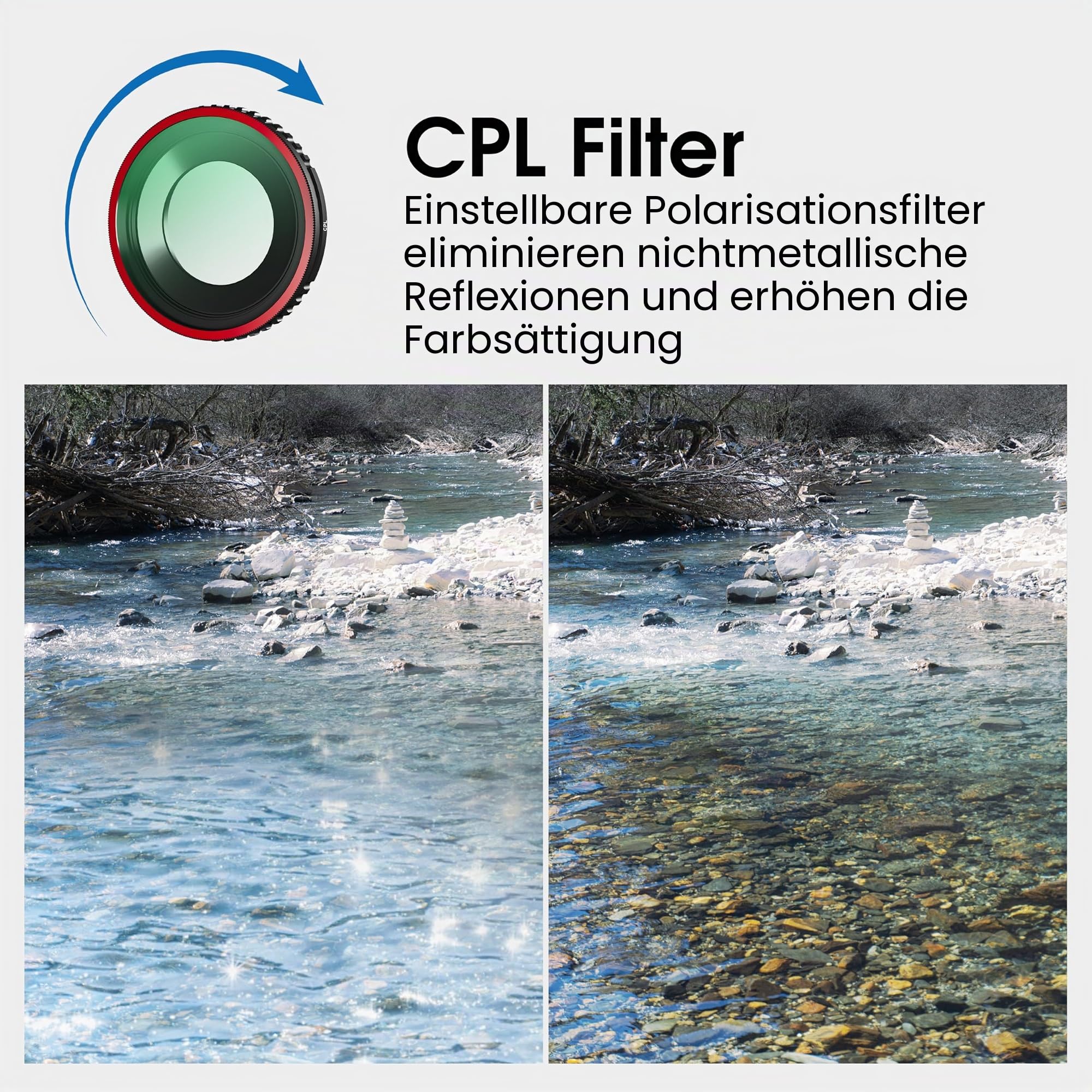ND CPL Filter Set für Insta360 Go Ultra Zubehör ND32 ND64 CPL UV Variable Ersatz für Insta 360 Objektivfilter Kit Optisches Glas HD Ölbeständig (4 Packungen)