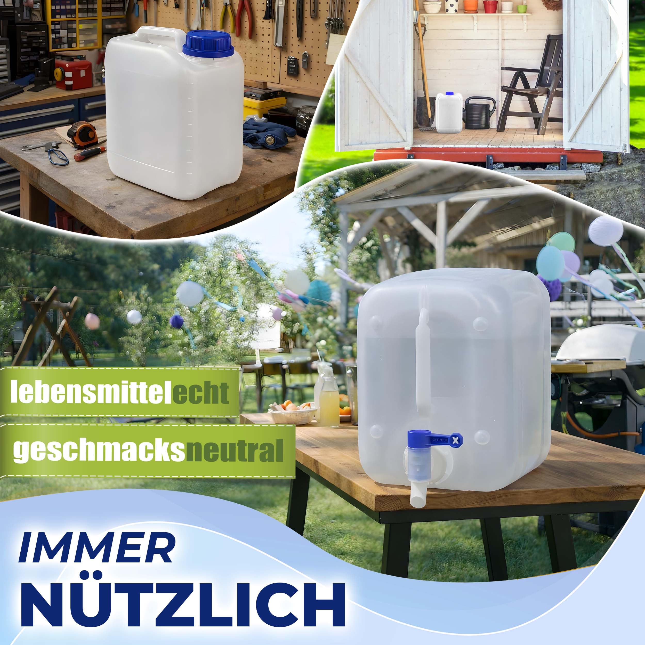 Kosmetex 25L Kanister, BPA frei & lebensmittelecht, Made in Germany | Wasserkanister 25 Liter für Camping, Garten, Gewerbe & Haushalt, Robust, Geschmacksneutral für Wasser & Getränke