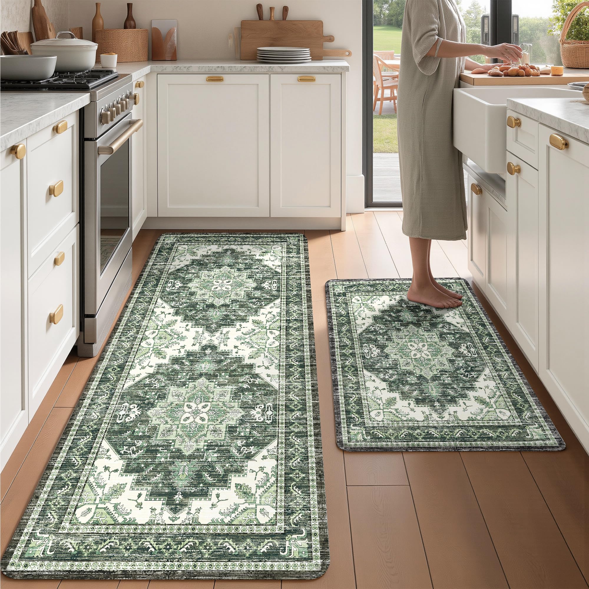 Boho Kitchen Mats - Beige Tan, Anti-Fatigue Rugs -31 Boho Kitchen Mats - Beige Tan, Anti-Fatigue Rugs -31