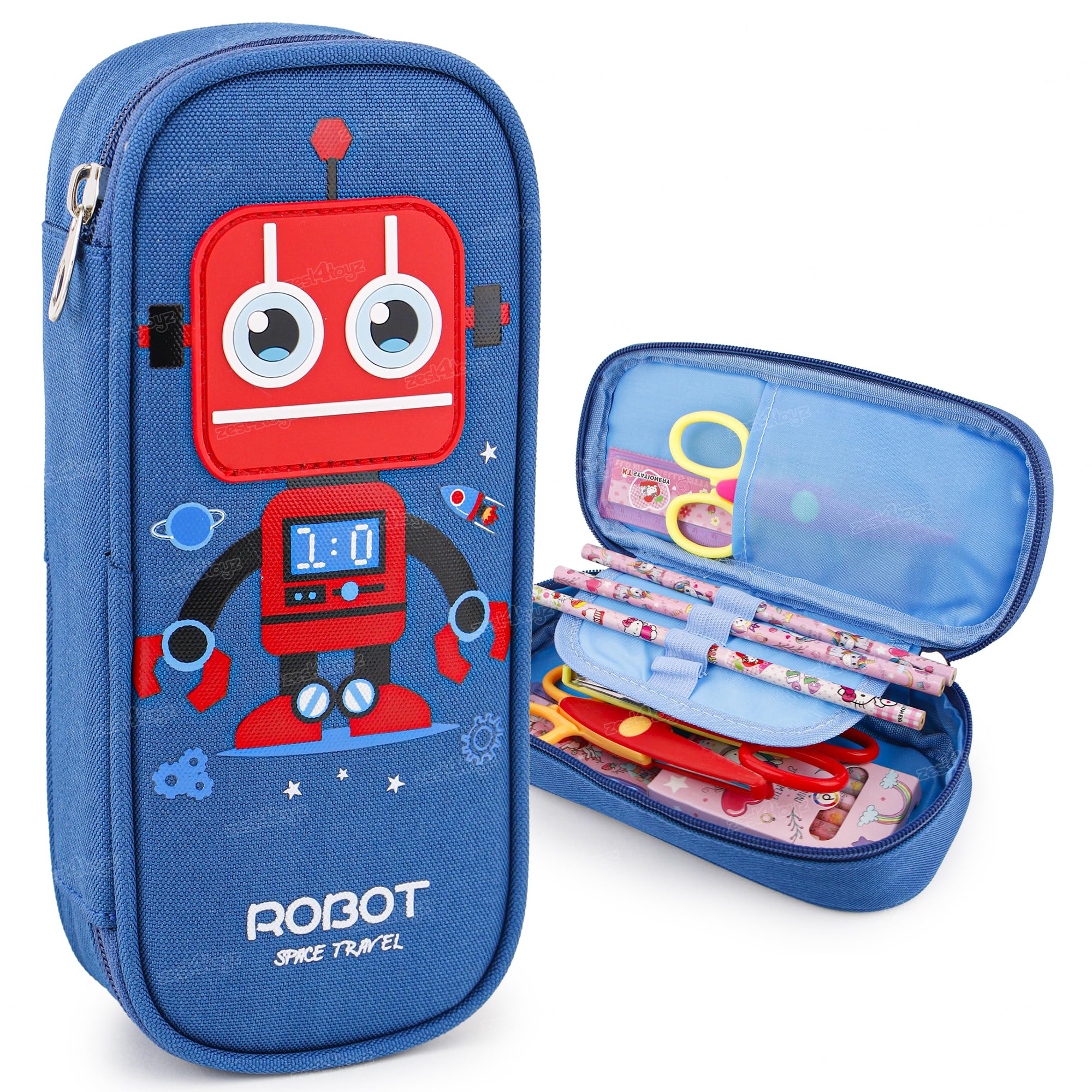 Zest 4 Toyz Blue Robot Pencil Case Large Capacity with Stationery Organiser Return Gift for Kids Boys Girls Age 3+ (B0D76HFD43) Amazon Price History, Amazon Price Tracker