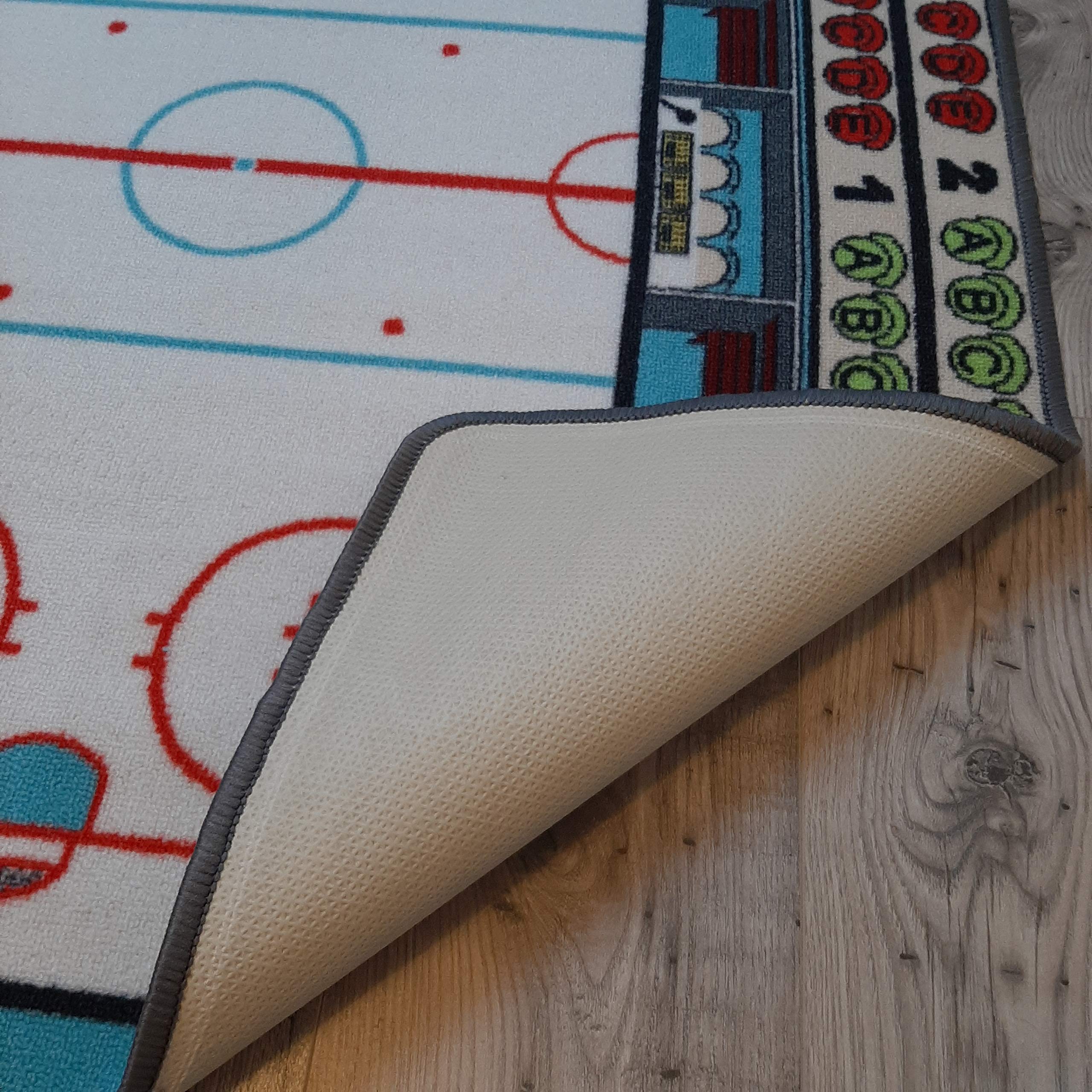 Tappeto da hockey per bambini - 95 x 133 cm | Tappetini da gioco per pista di pattinaggio | Tappetino per bambini Universo hockey su ghiaccio | Antiscivolo, orlo | Norme CE