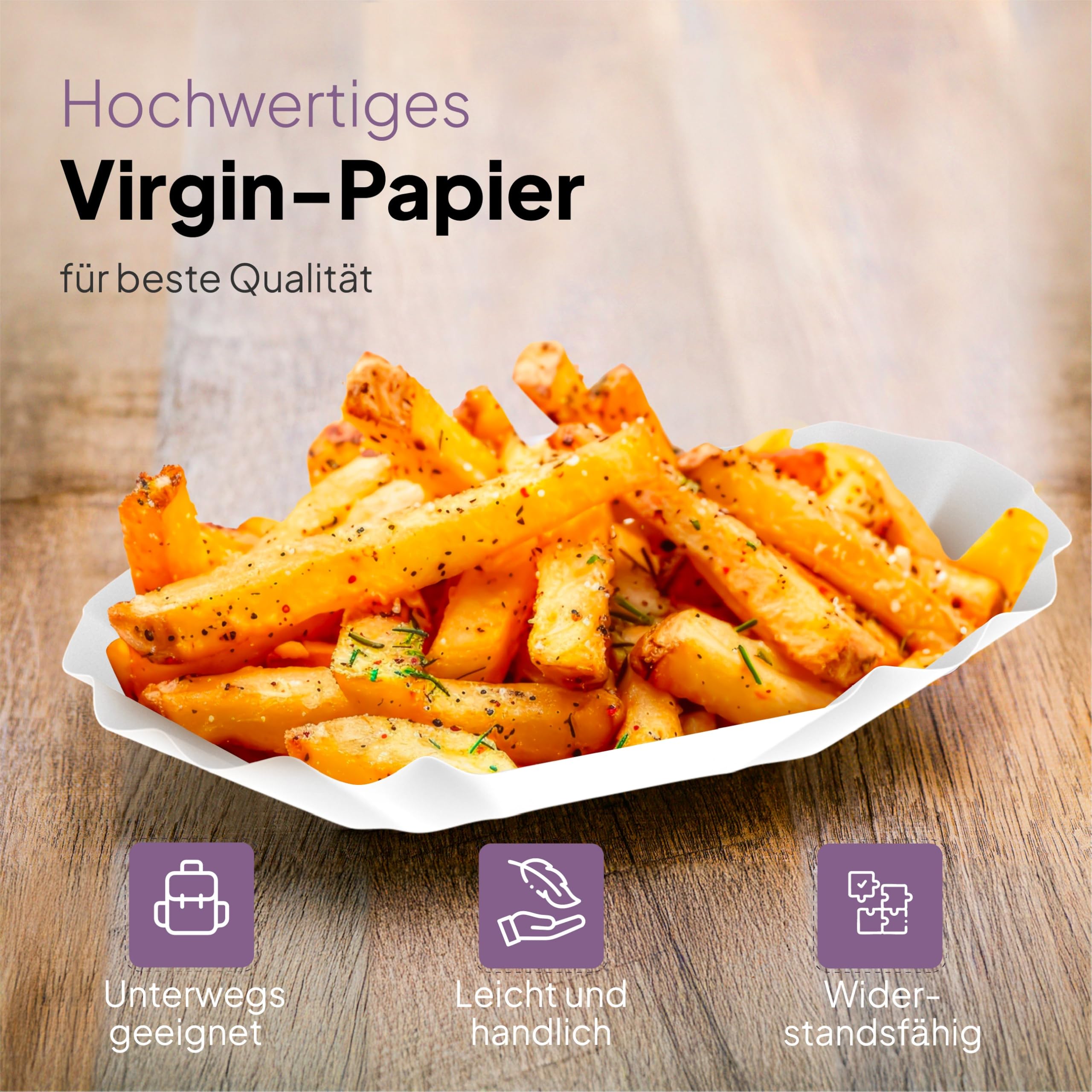 Inoverse Verpakking van 2000 chipkommen, papieren borden, wit, wegwerp, 20 x 10 x 3 cm, milieuvriendelijke papieren kommen, Currywust Chips papieren borden, wegwerp papieren borden, wegwerp