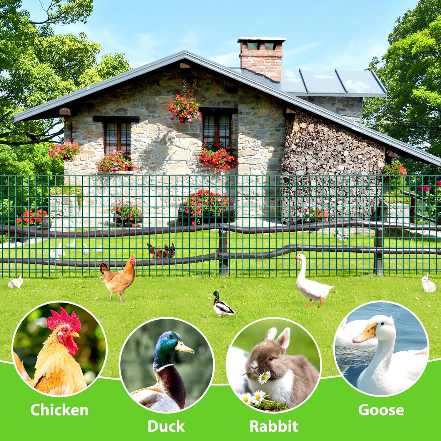 Green PVC Coated Welded Wire Fencing,2"x4" 14 Gauge,60inch H x 100ft L Garden Wire Fence Roll,2/3/4/5/6ft Tall x 50/100 ft Long Hardware Cloth Metal Mesh for Yard,Farm,Chicken,Dog,Vegetable Protection