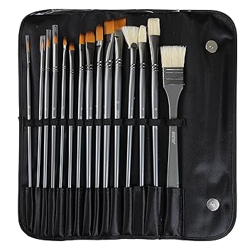 Brustro Artists Mixed Hair Brush Set of 15 IN PU BAG