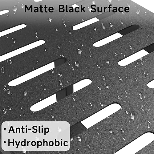 Miniatura 4 de XEENEW Bancos de ducha de metales con estante de almacenamiento, taburete de ducha de 15 pulgadas para ducha interior, impermeable, reposapiés de