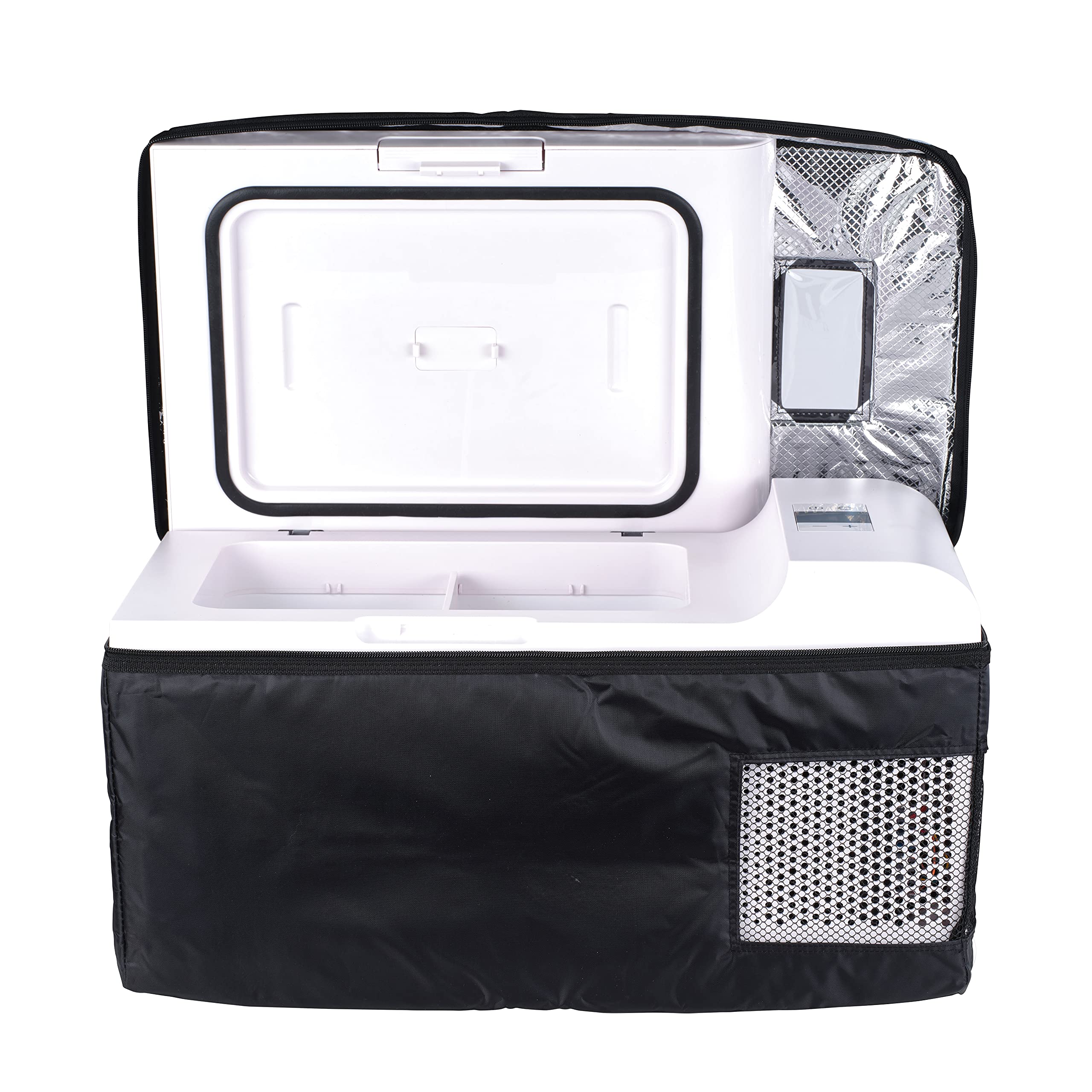 0.7 Cu.Ft. Portable Convertible Fridge Freezer – 12v/110v Compact Refrigerator For Car, RV, Camping & Travel, Dual Mode Cooling, Digital Control, Wheels & Handle, LED Light, Includes Cover on Fridge.com - View 5