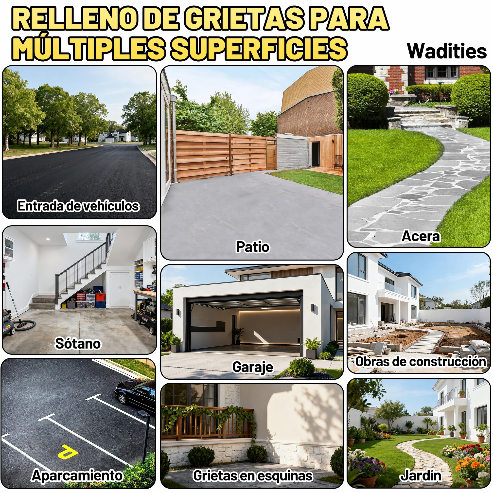 Relleno para grietas en hormigón 3.6kg, sellador impermeable para reparación de losas de hormigón en entradas de vehículos, pasillos, patios, juntas, sellador de secado rápido para exteriores - Gris