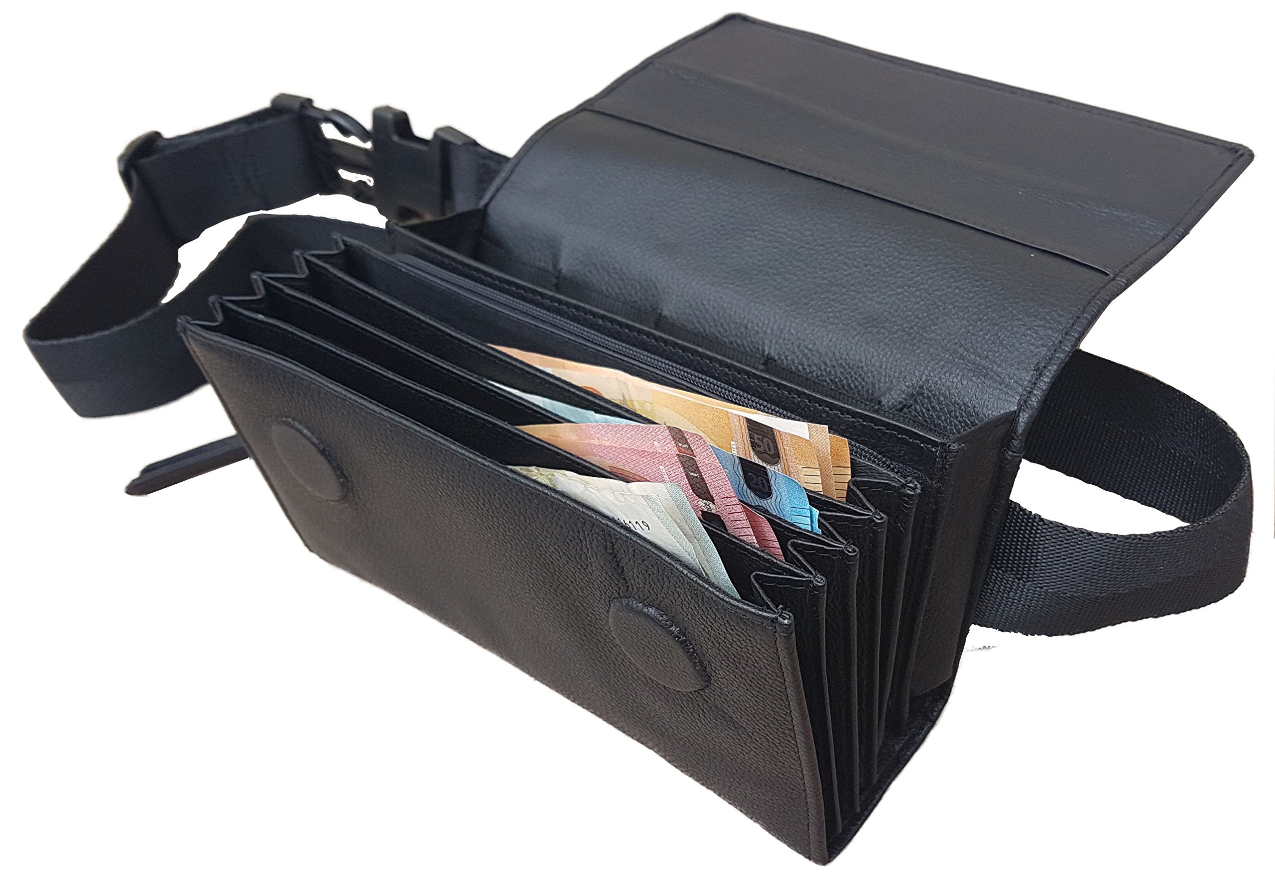 Sacoche Cuir sans Monnayeur Euro – Portefeuille Serveur Restauration – Pochette Caisse Billets Fermeture Aimant