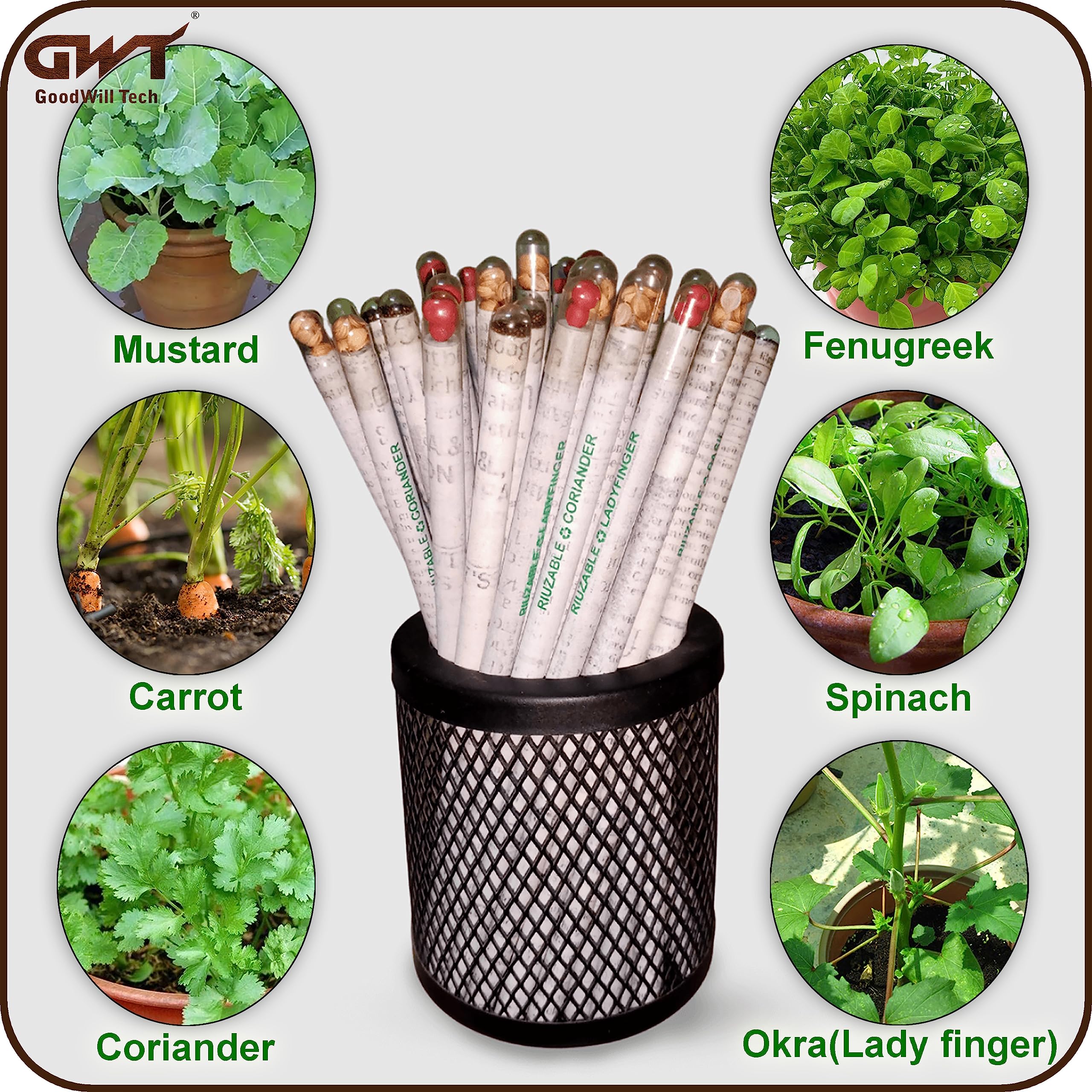 GoodWill Tech Seeds Pencil-Recycled News Paper-Eco-Friendly-Plantable Pencils Old Newspaper (Seed Pencil, 100) 3