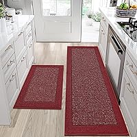 Vista 33 de BEQHAUSE Juego de 2 alfombras y tapetes de cocina antideslizantes para piso, absorbentes y resistentes a las manchas, alfombra de cocina lavable a