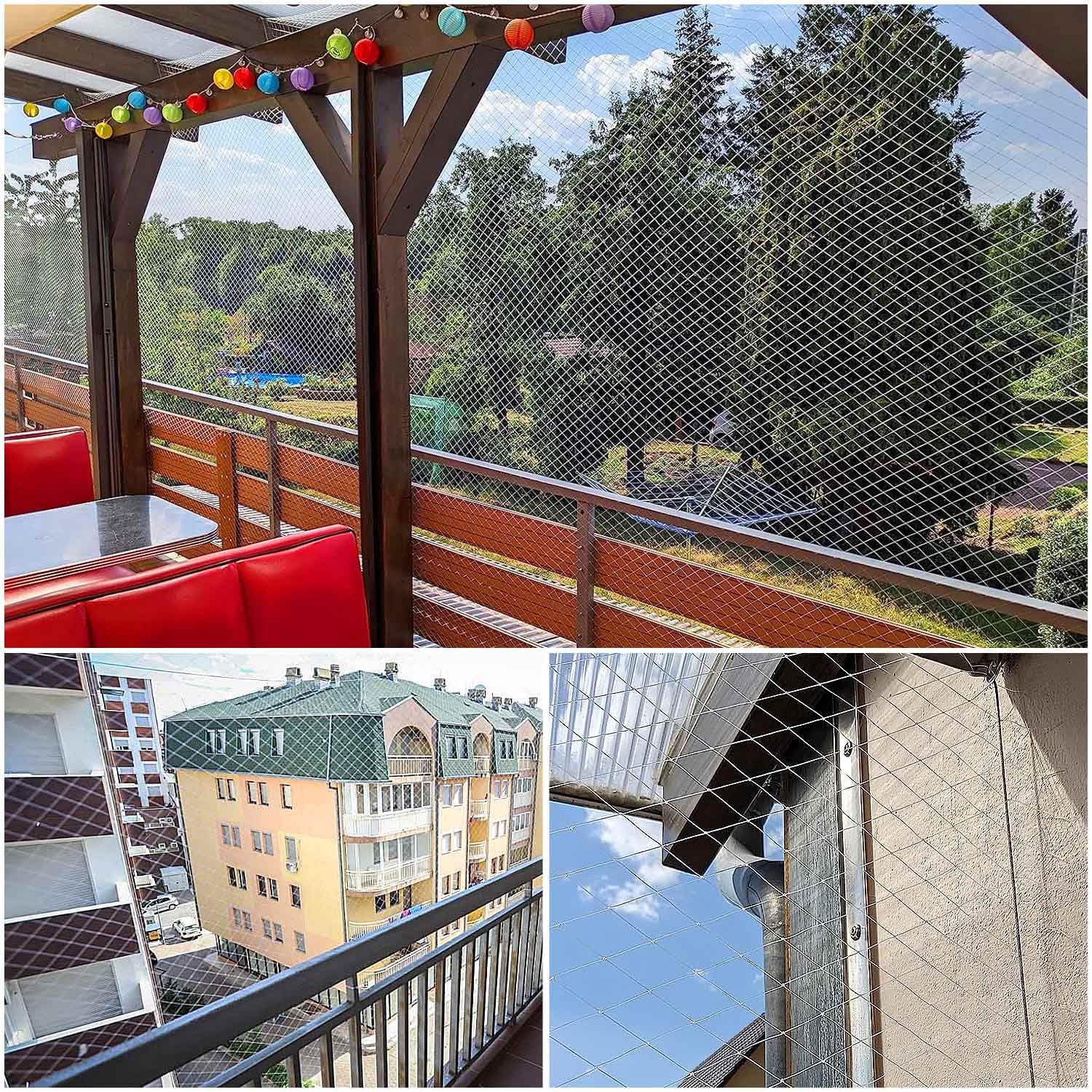 Rete per Balcone Esterno, 3 * 10m Rete Balcone per Gatti, Rete Protezione Gatti Balcone, Rete Anti Uccelli, Anti piccioni, Leggero ma Resistente, può Essere riutilizzato, Zum Balkonen, ​Terrassen