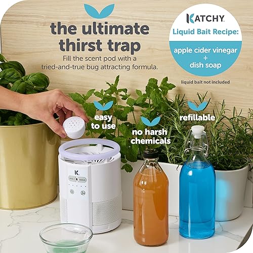 Miniatura 6 de Katchy Duo – Trampa para Insectos Voladores de Interiores con Cápsula de Aroma – Efectiva de Día y Noche – Capturador de Mosquitos, Moscas de la