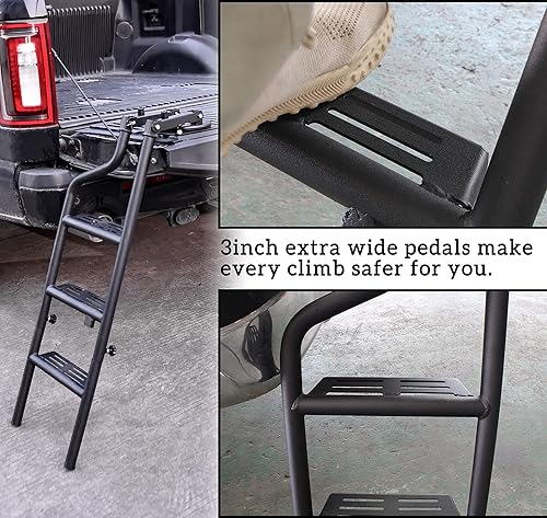 Miniatura 6 de Escalera universal plegable y giratoria de 360 para puerta trasera para camioneta, uso rápido, resistente escalera plegable de 42 pulgadas para