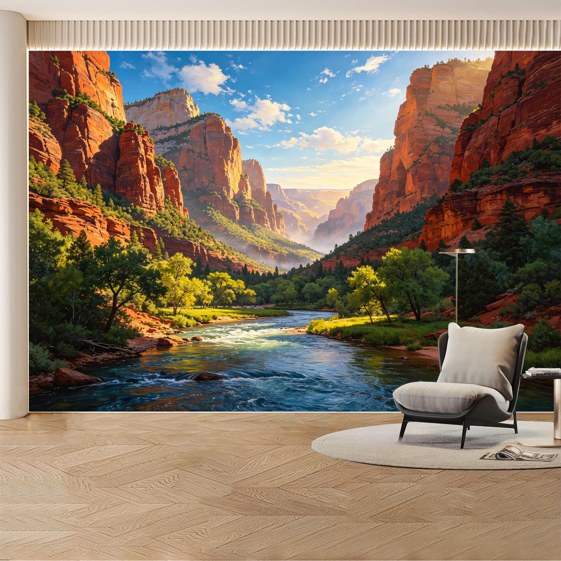 Kayorowalls Bh20260620069 Custom Wall Mural Wallpaper Mountain Canyon Landscape Nature Large Wall Art Mural Design Sunset Warm Tones Removable Selfadhesive Large Photo For Living Room， Bedroom， Office