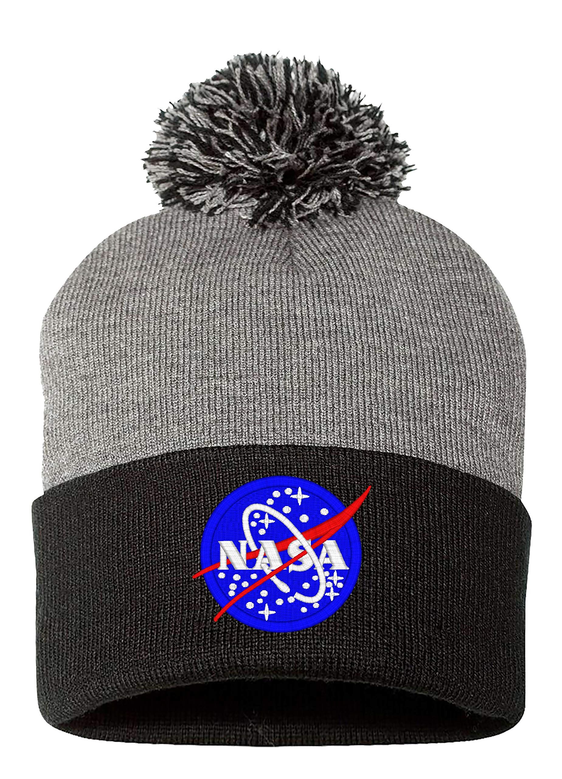 Embroidered Lunar NASA, Embroidered Warm Pom Pom on Top Beanie