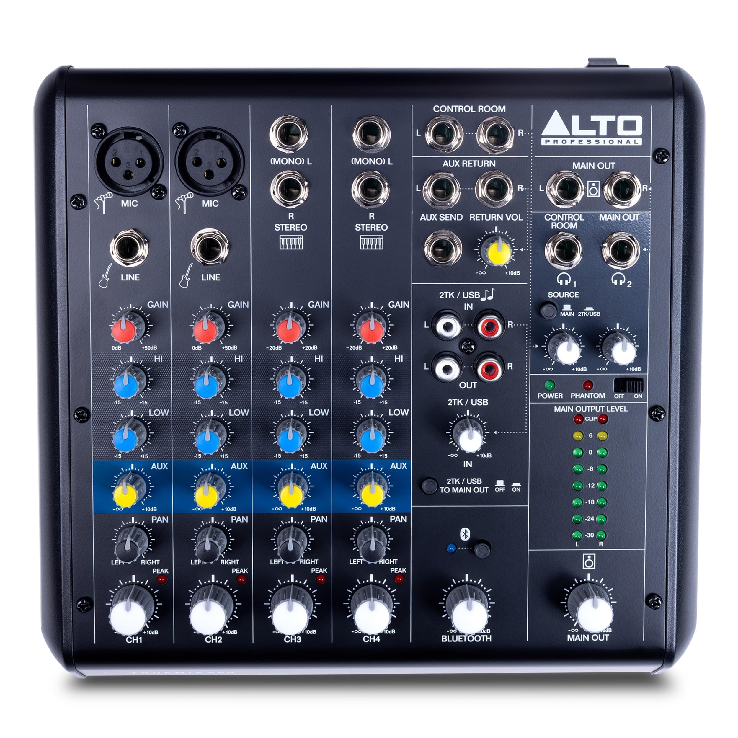 Alto Professional TrueMix 600 Audio Mixer with 2 XLR Mic Ins, USB Audio Interface and Bluetooth for Podcasting, Live Performance, Recording, DJ, PC and Mac