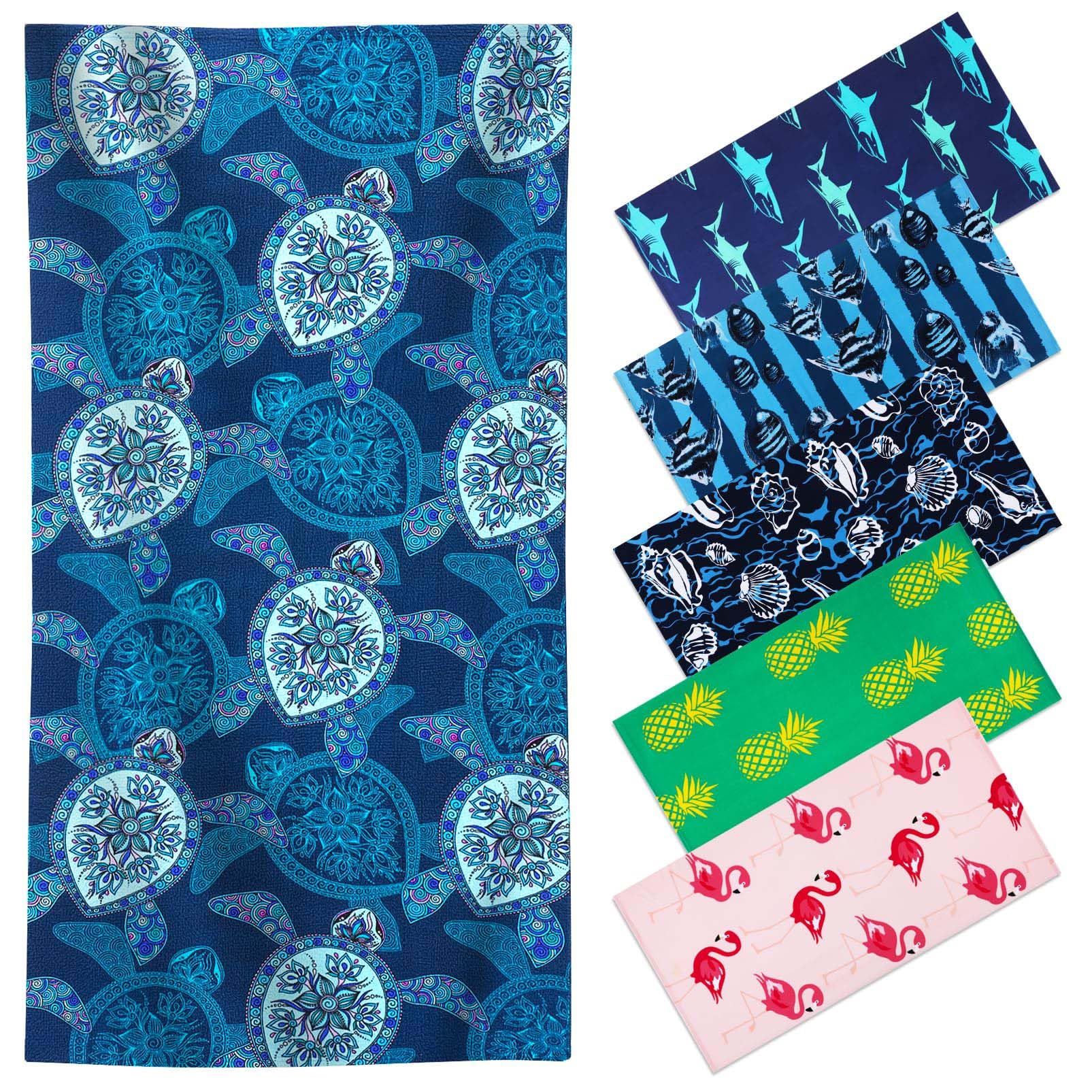 Genovega Oversized Terry Beach Towel 36 x 72 in Soft Extra Large Big Pool Swim Towels for Adult XL Clearance Travel Blanket Essentials Cruise Vacation Accessories Lounge Small Turtles