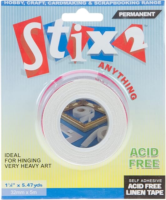 STIX2 Self Adhesive Linen Tape 32mm X 5m -Book Spine Cloth Tape ACID FREE