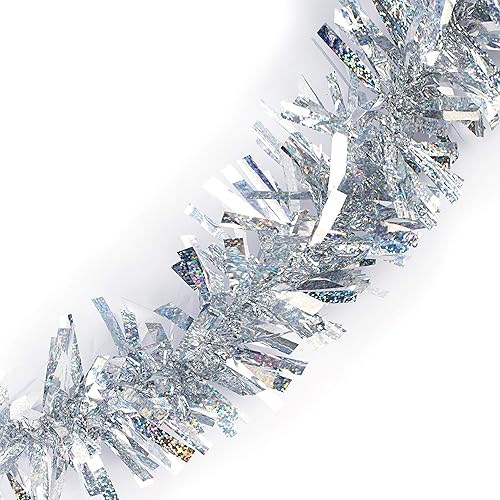 Miniatura 10 de Anderson's Guirnalda iridiscente con brillantina, color rojo, 4 pulgadas de ancho x 25 pies de largo, decoraciones flotantes para remolque o carrito