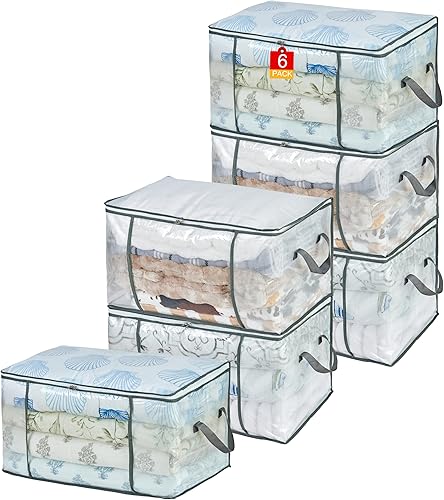 Miniatura 9 de Bolsa de almacenamiento grande transparente de 80L, contenedores de almacenamiento de ropa para organizar el armario, dormitorio, debajo de la cama