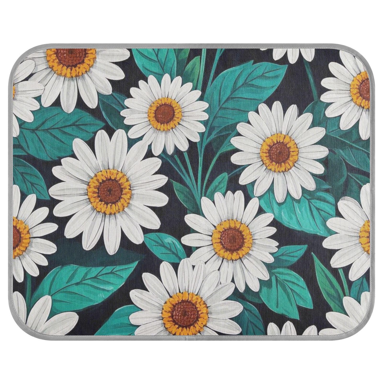 siphylline Trendy Daisy Floral White Teal Summer Cooling pet pad Self Cooling beds for Outdoor Cats for Chihuahua Cats Outdoor cat Essentials tapete enfriador para Perros S