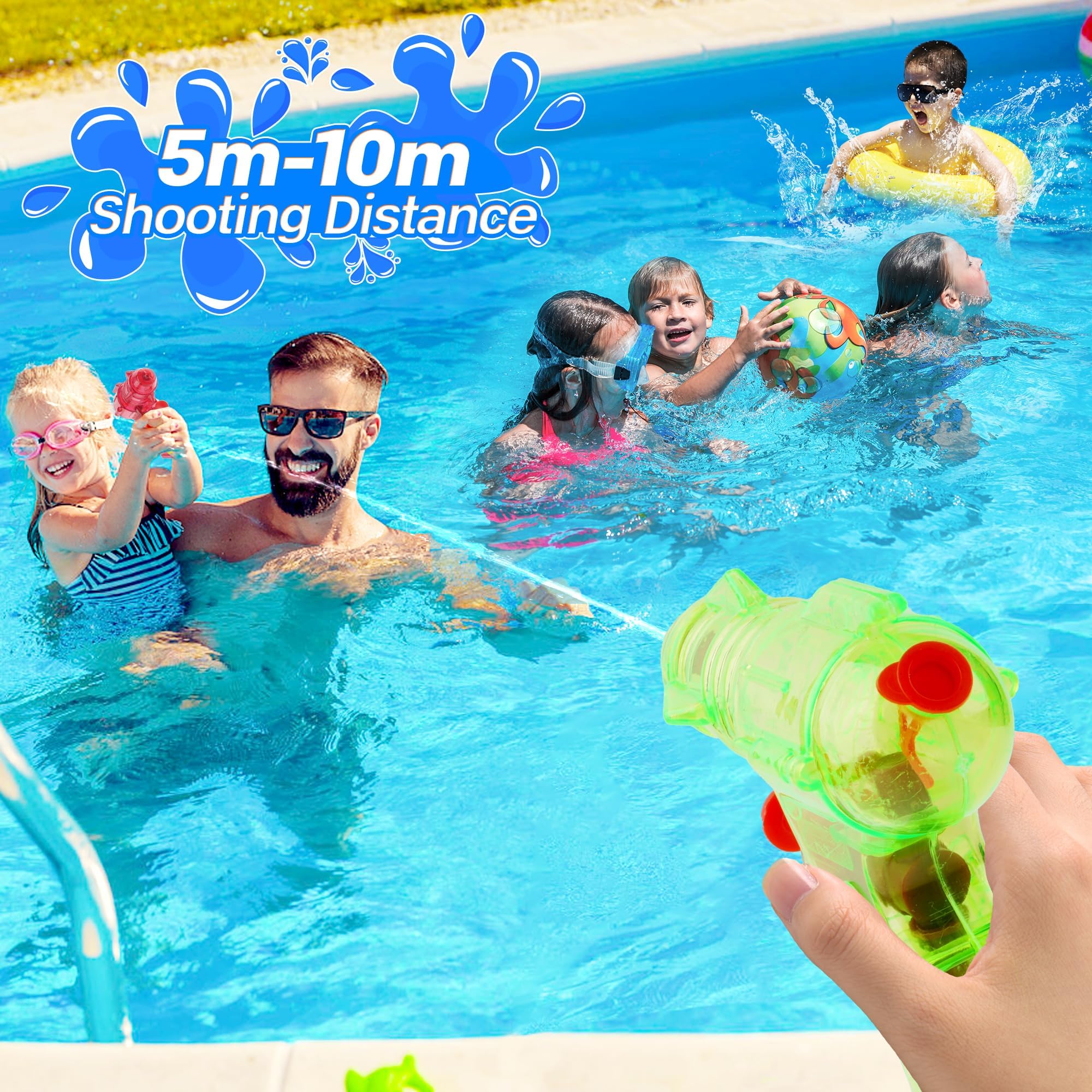 Mini pistola ad acqua per bambini, 4 pezzi pistola ad acqua piccola trasparente, pistola a spruzzo d'acqua piccola regali estivi piscina spiaggia piscina combattimento con l'acqua per bambini
