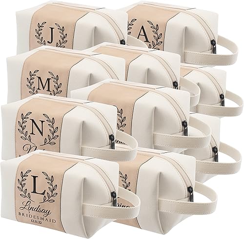 Regalos de dama de honor, bolsa de aseo personalizada, 3 diseños y 4 colores, regalo de propuesta de dama de honor, D2, Rose gold, Juego de 10