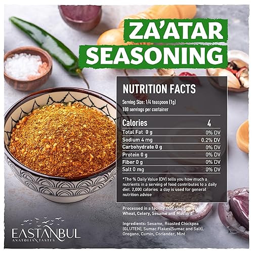 Miniatura 2 de Eastanbul Zaatar condimento, 6.3 onzas, Za'atar, especias Zaatar de especias de Oriente Medio, perfecto para mezclas de condimentos mediterráneos,