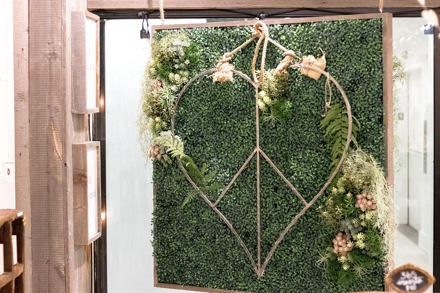 Hanging Metal & Jute Heart Peace Sign 36" x 36"