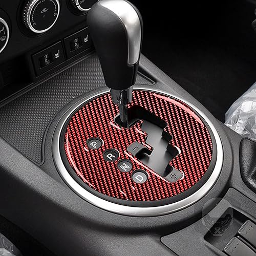 Miniatura 10 de 2 unidades, color rojo real, fibra de carbono, suave, consola central, cambio de marchas, marco de círculo externo, calcomanías de decoración para