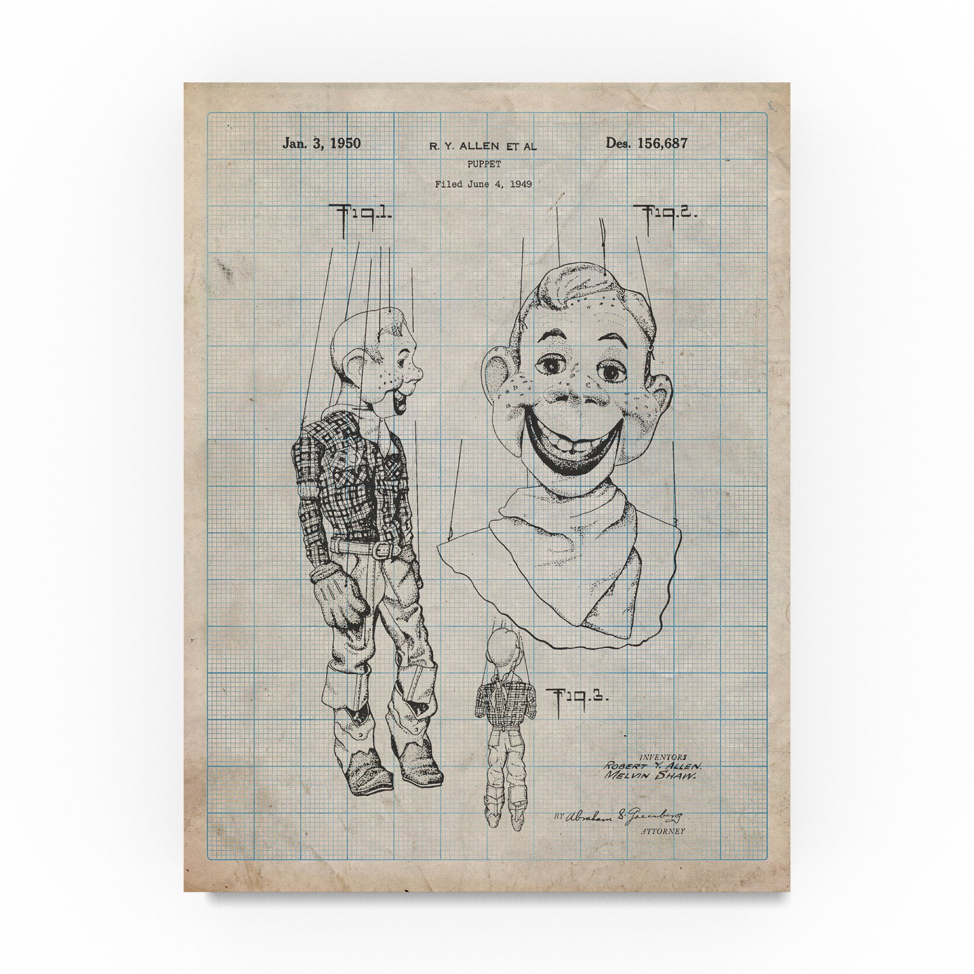 Trademark Fine Art Howdy Doody Marionette by Cole Borders, 14x19-Inch Canvas Wall