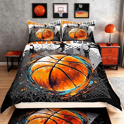 Miniatura 41 de Funda de edredón de sóftbol tamaño Queen para niños y niñas, juego de ropa de cama de color amarillo degradado, funda de edredón para juegos Camping