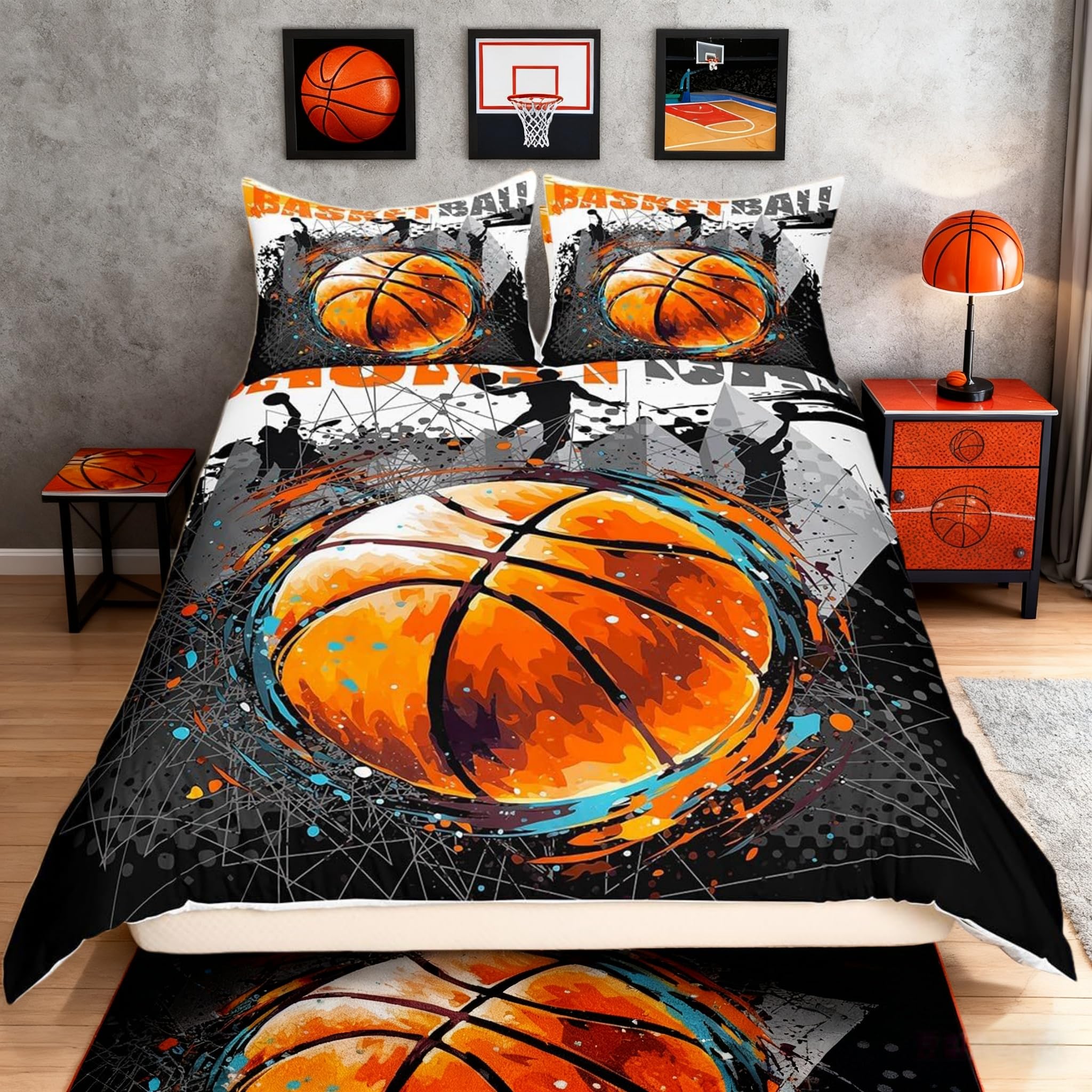 Stillshine Housse de Couette et Taie d'oreiller Parure de lit 3D Football Basketball Impression Enfant Garçon Les jeunes Parure de lit Simple Double King (Basketball, 220x240cm Stillshine Housse de Couette et Taie d'oreiller Parure de lit 3D Football Basketball Impression Enfant Garçon Les jeunes Parure de lit Simple Double King (Basketball, 220x240cm